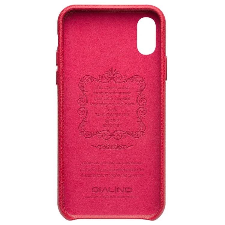 QIALINO Classic Litchi Texture Skin Couleur Véritable Cuir En Plastique En Plastique En Plastique En Plastique En Plastique Accessoire Pour IPhone X / XS 5,8 Pouces - Rouge