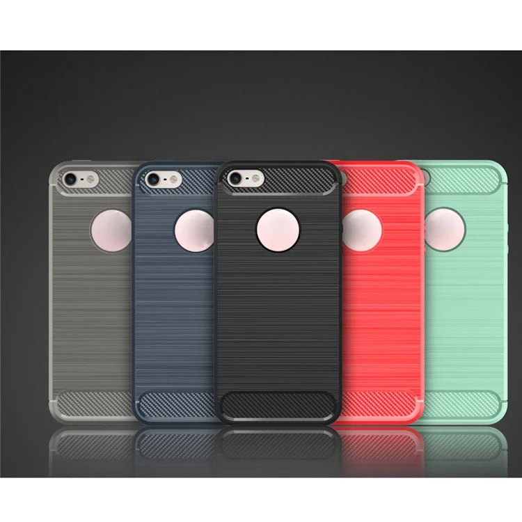 50Pcs/Set Carbon Fiber Brushed TPU Back Case for iPhone SE/5s/5 - Grey