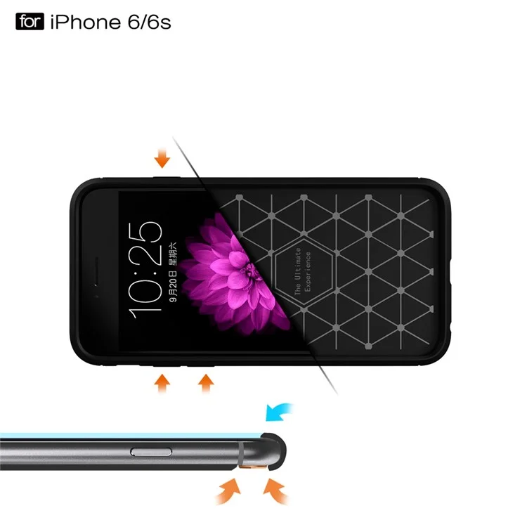 50Pcs/Set Carbon Fibre Brushed TPU Case for iPhone 6s 6 - Black
