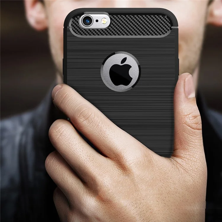 50Pcs/Set Carbon Fibre Brushed TPU Case for iPhone 6s 6 - Black