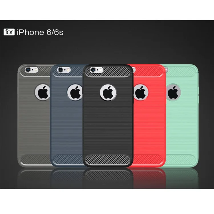 50Pcs/Set Carbon Fibre Brushed TPU Case for iPhone 6s 6 - Black