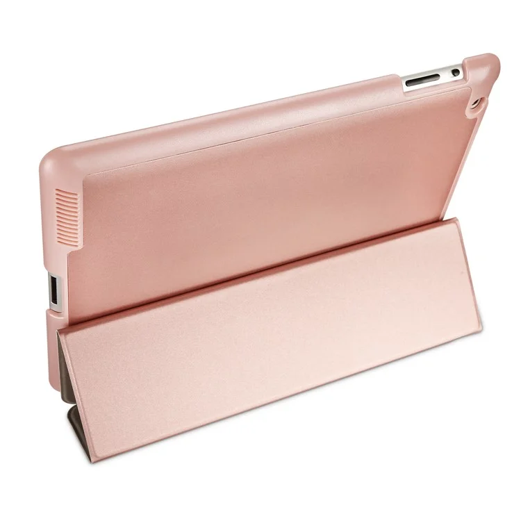 DUX DUCIS Skin Pro Series for iPad 4 3 2 Auto-wake/sleep Tri-fold Leather Protective Cover - Rose Gold