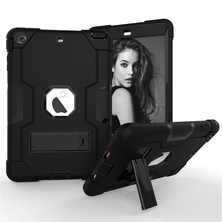 Cool PC + TPU Hybrid Case with Kickstand for iPad Mini 3/2/1 - Black