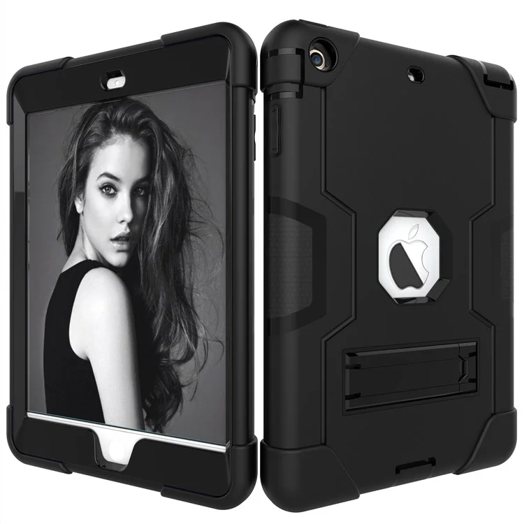 Cool PC + TPU Hybrid Case with Kickstand for iPad Mini 3/2/1 - Black