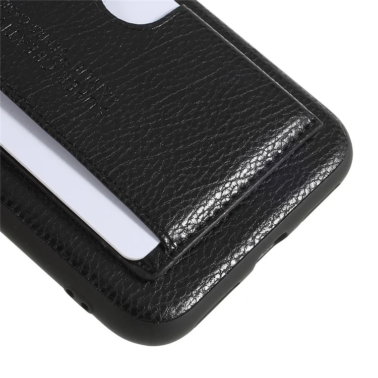 PU Leather Coated TPU Kickstand Card Holder Case for iPhone X - Black