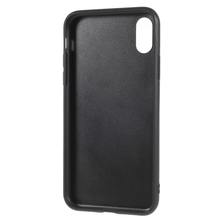 PU Leather Coated TPU Kickstand Card Holder Case for iPhone X - Black