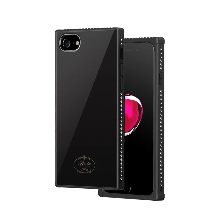 PRODA Rhinestones Decor Glass Back TPU PC Combo Mobile Case for iPhone 8 / 7 - Black