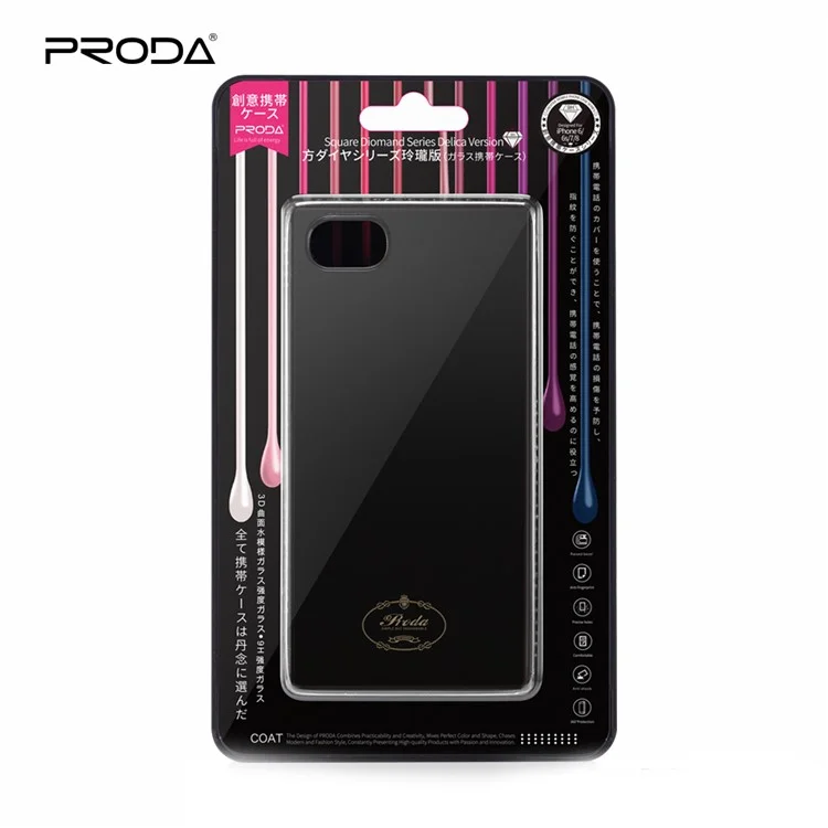 PRODA Rhinestones Decor Glass Back TPU PC Combo Mobile Case for iPhone 8 / 7 - Black