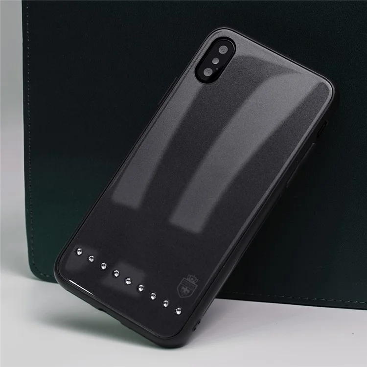 PRODA Rhinestones Decor PC + TPU + Glass Case for iPhone X/10 - Black