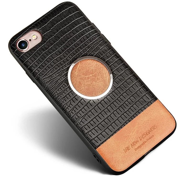 Crocodile Texture Leather Coated TPU Case (Built-in Magnetic Holder Metal Sheet) for iPhone 6s/6 4.7-inch - Black