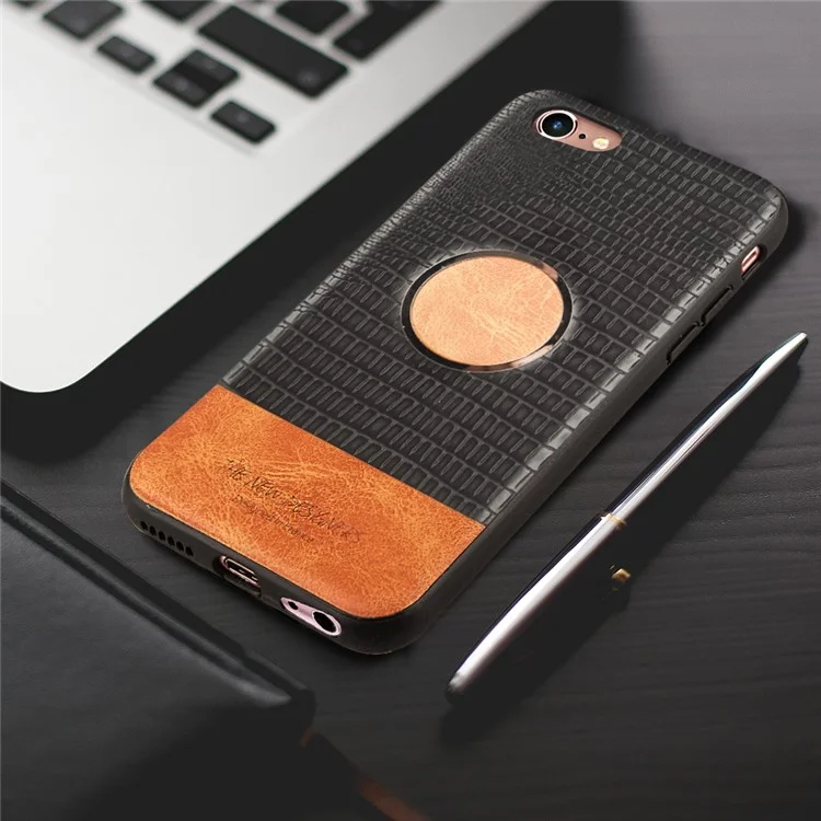 Crocodile Texture Leather Coated TPU Case (Built-in Magnetic Holder Metal Sheet) for iPhone 6s Plus/6 Plus 5.5-inch - Black