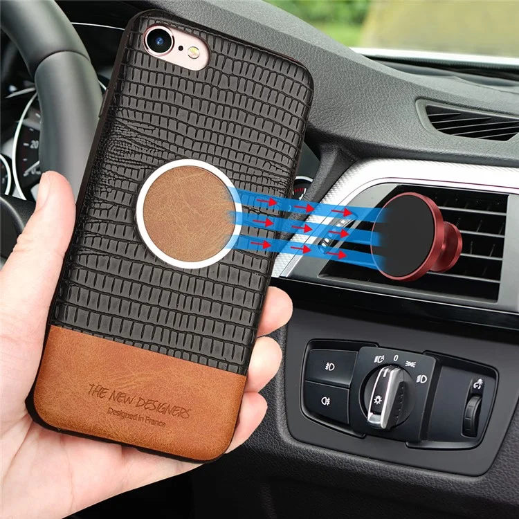 Crocodile Texture Leather Coated TPU Case (Built-in Magnetic Holder Metal Sheet) for iPhone 6s Plus/6 Plus 5.5-inch - Black