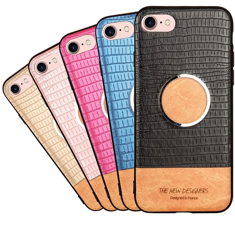 Crocodile Texture Leather Coated TPU Case (Built-in Magnetic Holder Metal Sheet) for iPhone 6s Plus/6 Plus 5.5-inch - Black