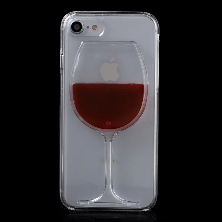 3D Red Wine Glass Dynamic Liquid Clear Plastic Case for iPhone 8/7