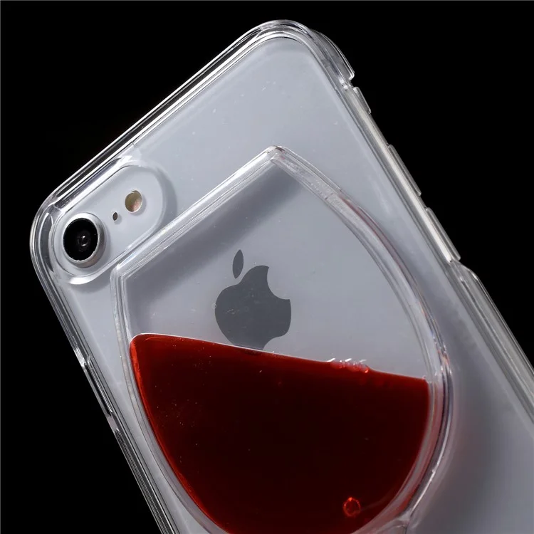3D Red Wine Glass Dynamic Liquid Clear Plastic Case for iPhone 8/7