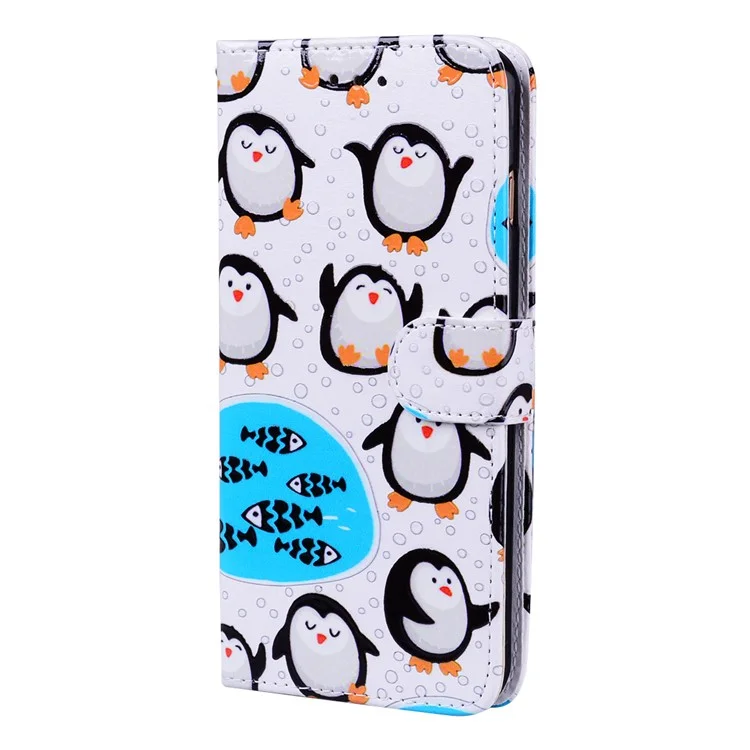 Embossed Pattern PU Leather Wallet Stand Case for iPhone 8 Plus / 7 Plus 5.5 inch - Penguins