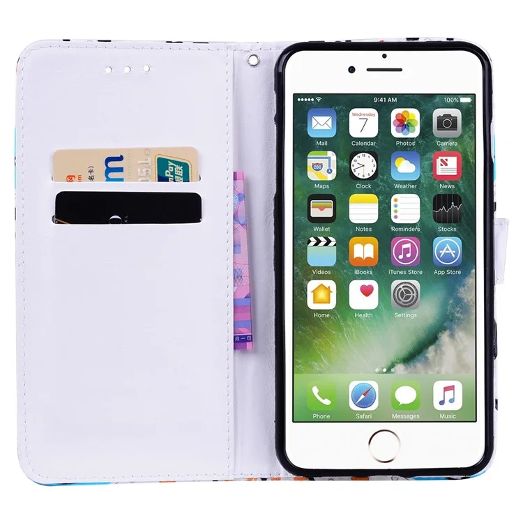 Embossed Pattern PU Leather Wallet Stand Case for iPhone 8 Plus / 7 Plus 5.5 inch - Penguins