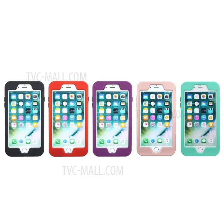 Shockproof PC+TPU Card Holder Case with Mirror for iPhone 8 Plus/7 Plus - Black