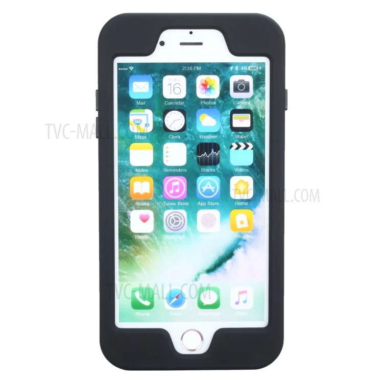 Shockproof PC+TPU Card Holder Case with Mirror for iPhone 8 Plus/7 Plus - Black