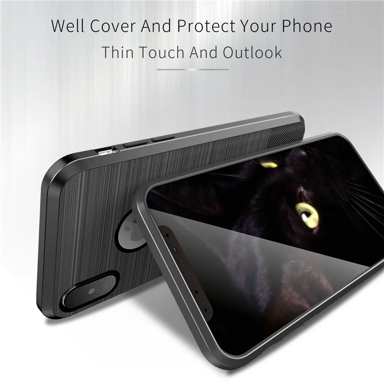 DUX DUCIS S Series Carbon Fiber Texture Brushed TPU Phone Case for iPhone X - Black