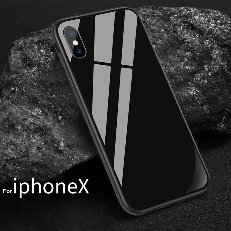 SULADA Tempered Glass + Metal Frame + TPU Hybrid Case for iPhone X - Black
