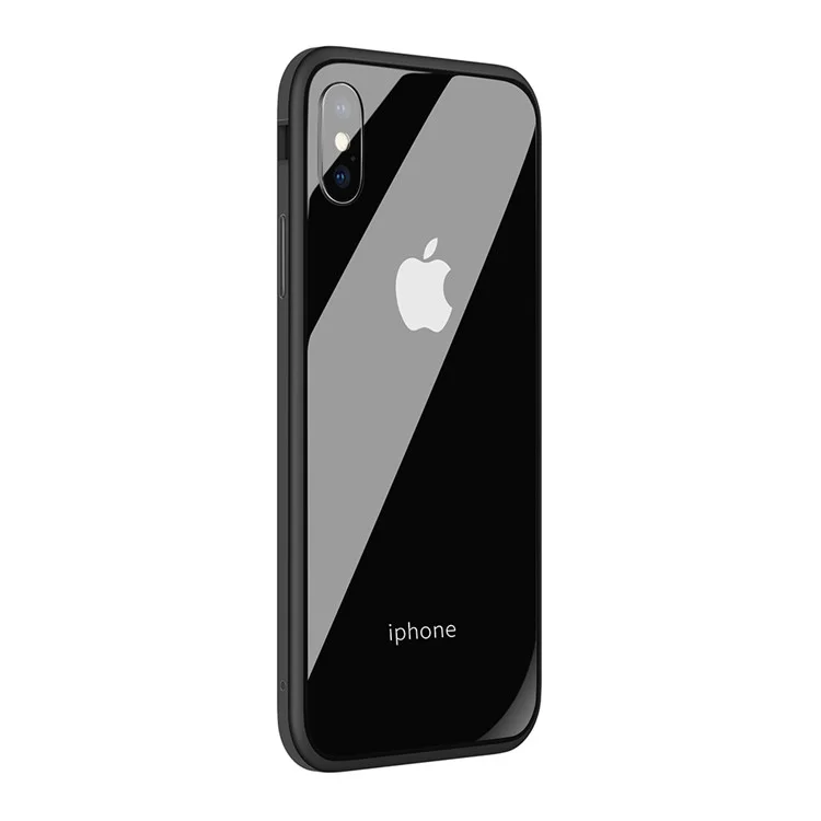 SULADA Tempered Glass + Metal Frame + TPU Hybrid Case for iPhone X - Black