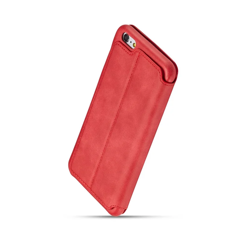 LC.IMEEKE for iPhone 6s Plus/6 Plus Retro Style Leather Card Holder Stand Flip Cover - Red