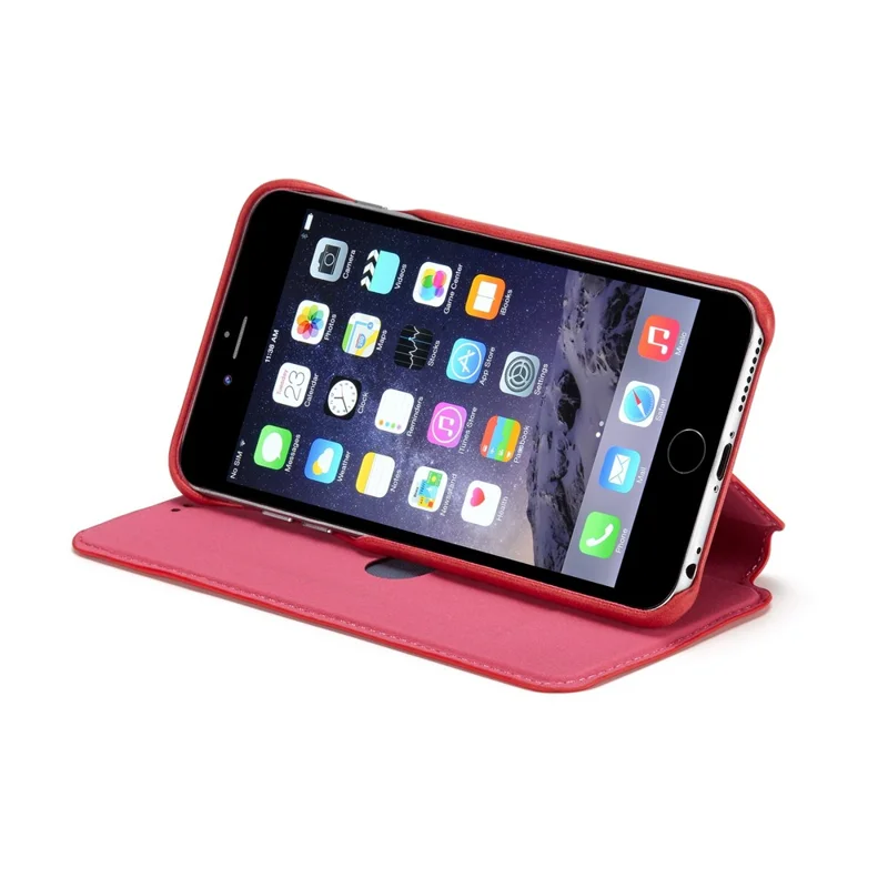 LC.IMEEKE for iPhone 6s Plus/6 Plus Retro Style Leather Card Holder Stand Flip Cover - Red