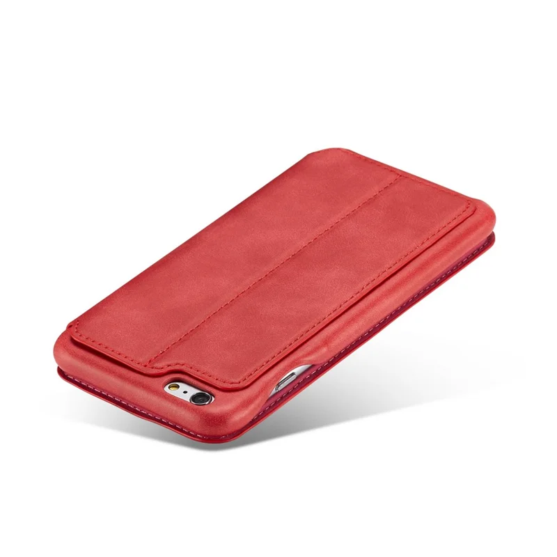 LC.IMEEKE for iPhone 6s Plus/6 Plus Retro Style Leather Card Holder Stand Flip Cover - Red