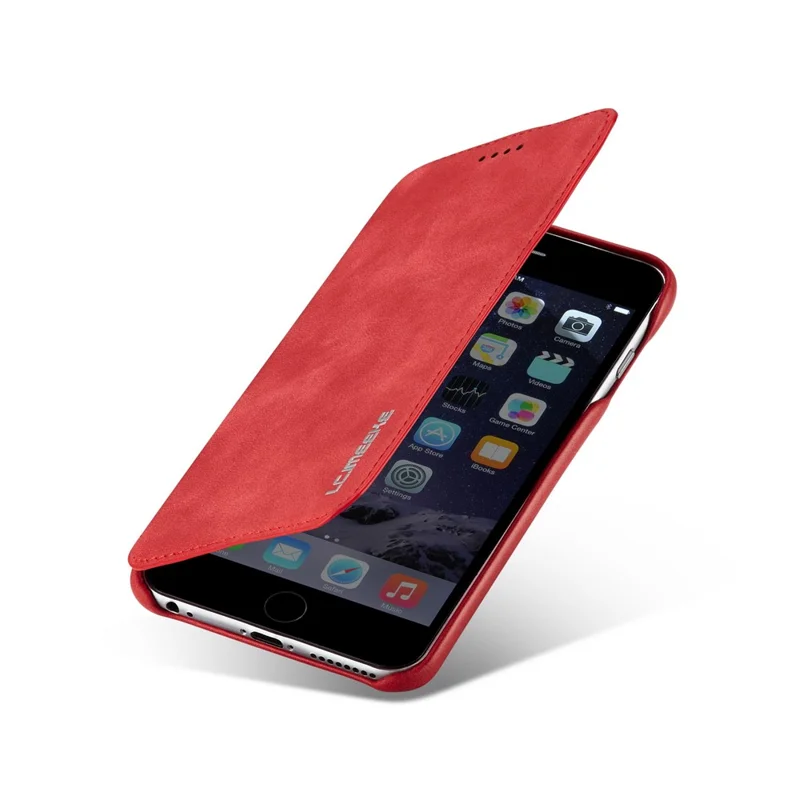 LC.IMEEKE for iPhone 6s Plus/6 Plus Retro Style Leather Card Holder Stand Flip Cover - Red