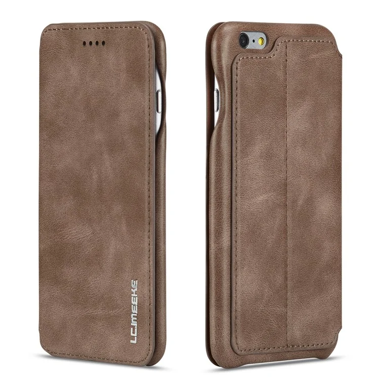 LC.IMEEKE for iPhone 6s Plus/6 Plus Retro Style Leather Card Holder Stand Mobile Cover - Coffee