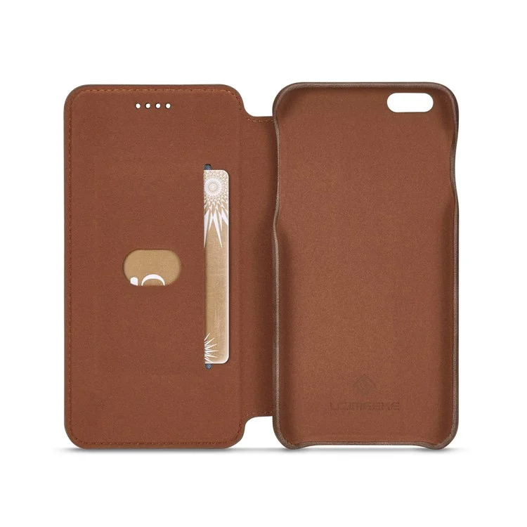 LC.IMEEKE for iPhone 6s Plus/6 Plus Retro Style Leather Card Holder Stand Mobile Cover - Coffee