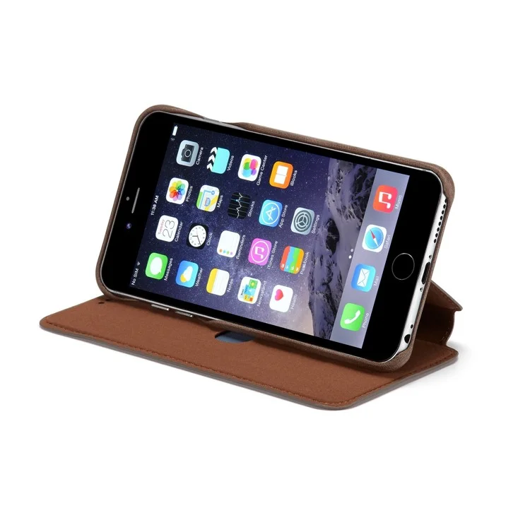 LC.IMEEKE for iPhone 6s Plus/6 Plus Retro Style Leather Card Holder Stand Mobile Cover - Coffee