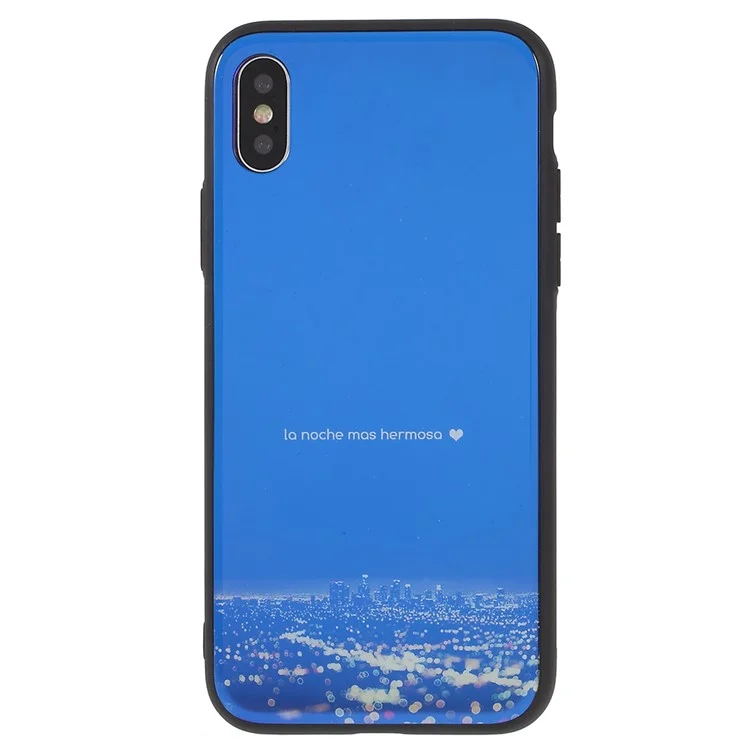 Patterned Blue Back Glass + TPU Hybrid Case for iPhone X - La Noche Más Hermosa