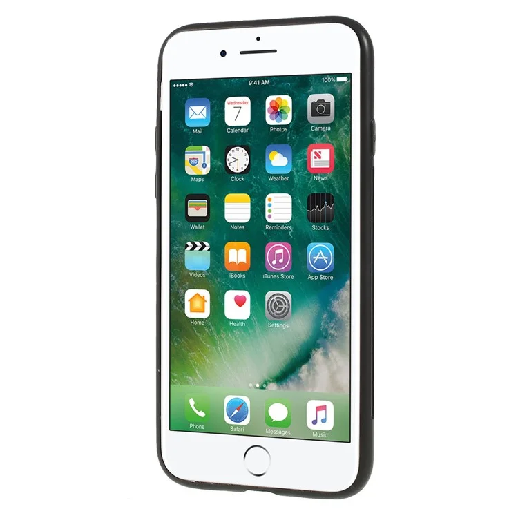 RECCI Anti-scratch 9H Tempered Glass + PC + TPU Hybrid Back Case for iPhone 8 4.7 inch - Black