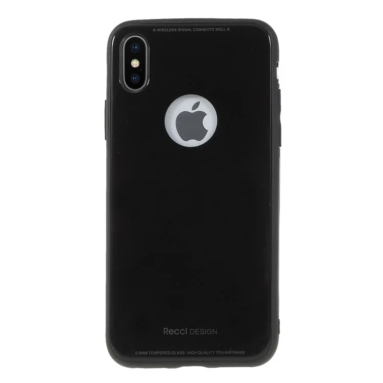 RECCI 9H Tempered Glass Case for iPhone X Anti-scratch Hybrid Mobile Phone Cover - Black