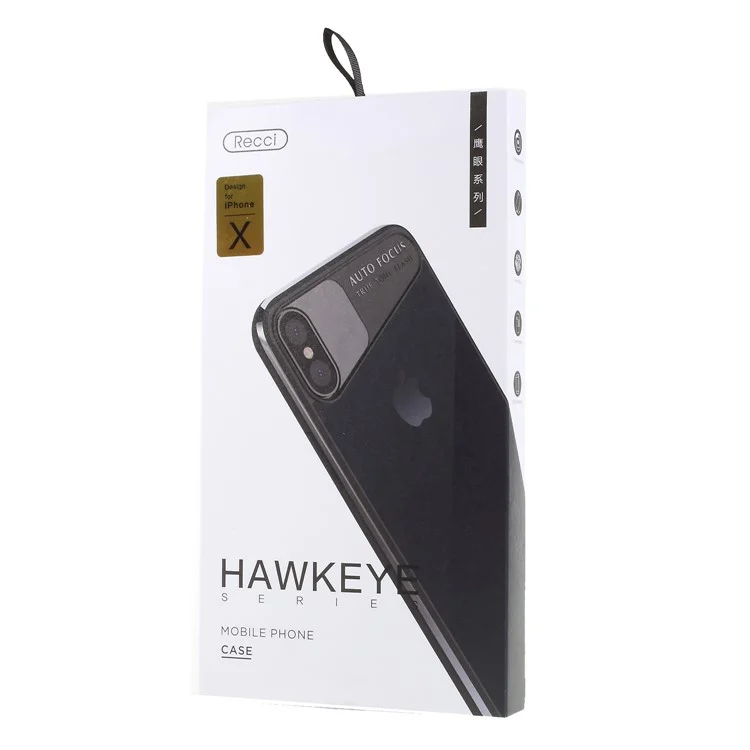 RECCI Clear PC Back + TPU Frame Hybrid Case for iPhone X - Black