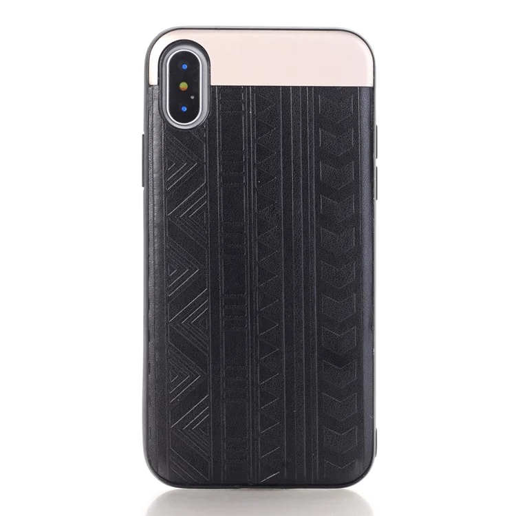 Wheel Texture PU Leather Coated TPU Case for iPhone X - Black
