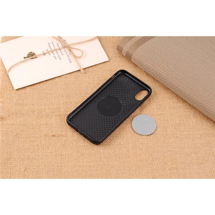 Wheel Texture PU Leather Coated TPU Case for iPhone X - Black