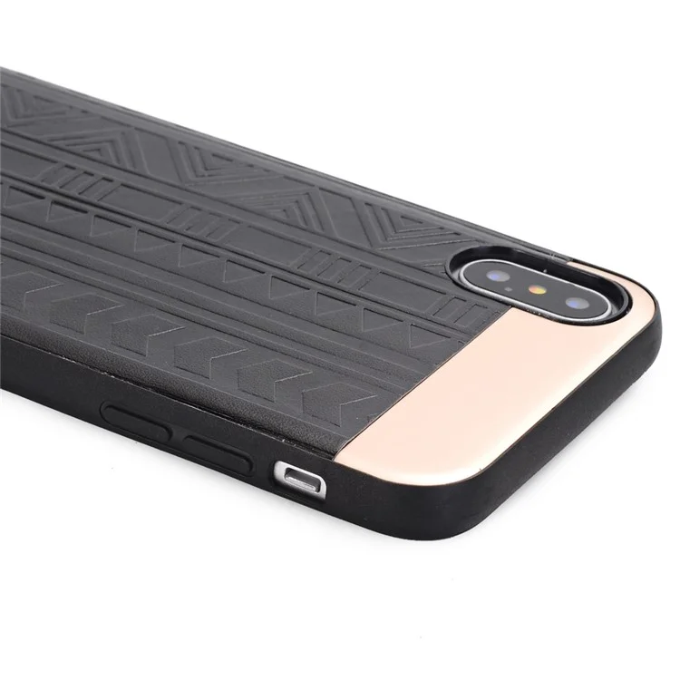Wheel Texture PU Leather Coated TPU Case for iPhone X - Black