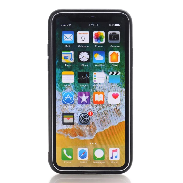 Wheel Texture PU Leather Coated TPU Case for iPhone X - Black