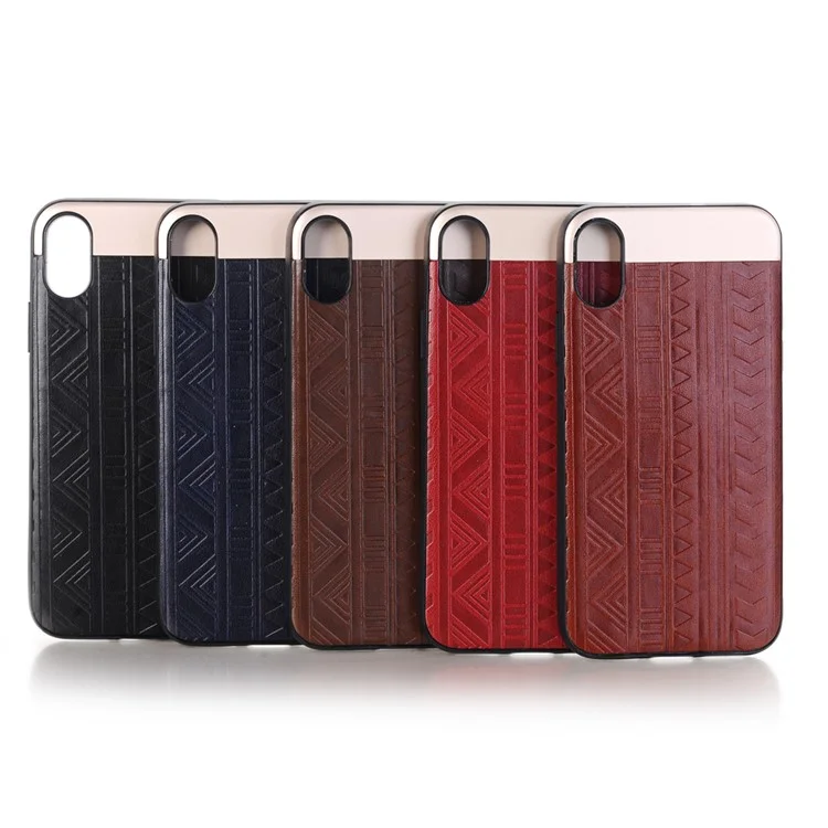Wheel Texture PU Leather Coated TPU Case for iPhone X - Black