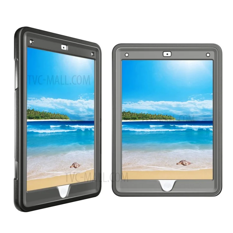 Heavy Duty PC TPU Hybrid Tablet Case for iPad 9.7 (2018) / 9.7 (2017) with Rotary Kickstand - Black