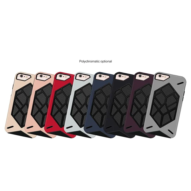 Geometric Figure Armor PC + TPU Hybrid Shockproof Case for iPhone 8 Plus / 7 Plus / 6s Plus / 6 Plus - Black