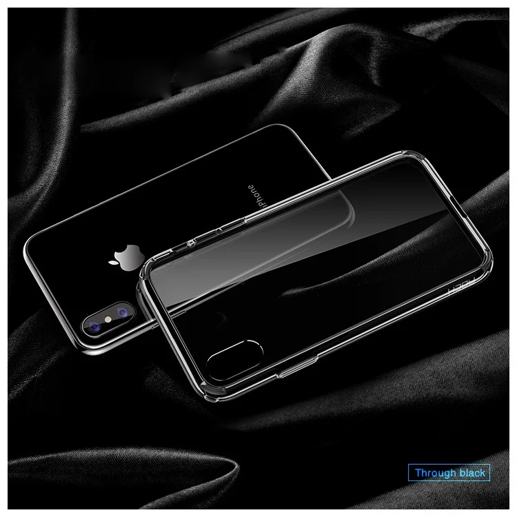 ROCK Pure Series Transparent TPU + PC Hybrid Casing for iPhone X - Black