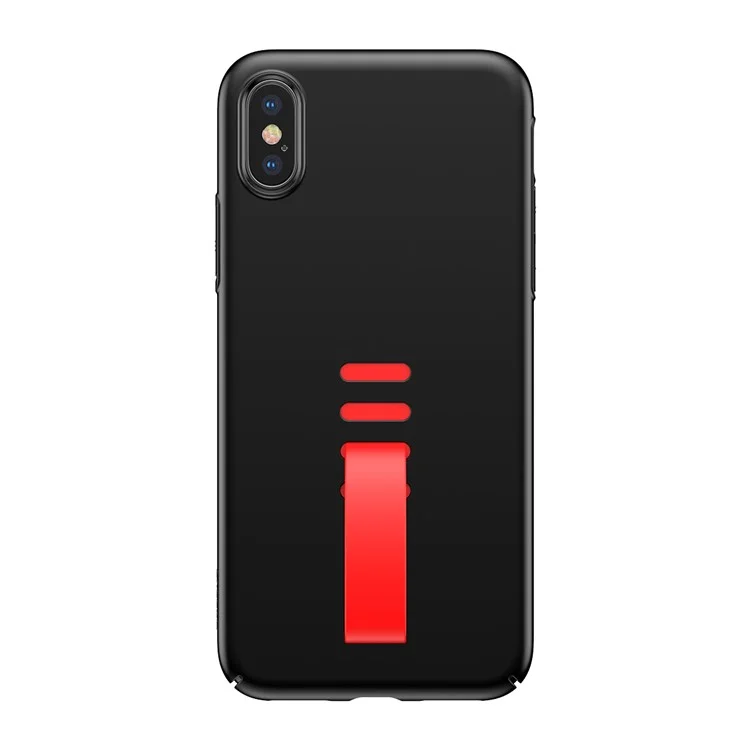 BASEUS Little Tail Series Hard PC Back Phone Casing with Finger Grip Ring Holder for iPhone X - Red/Black