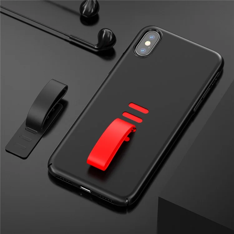 BASEUS Little Tail Series Hard PC Back Phone Casing with Finger Grip Ring Holder for iPhone X - Red/Black