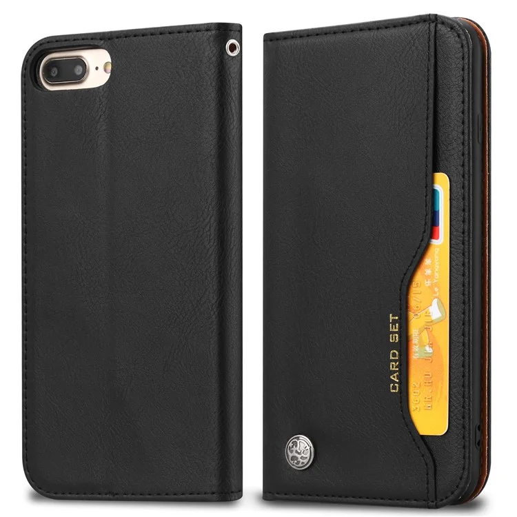 PU Leather Auto-absorbed Wallet Stand Case for 8 Plus / 7 Plus / 6s Plus / 6 Plus 5.5 inch - Black