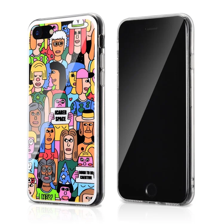 Rubberized IMD Patterned TPU Cell Phone Case for iPhone 8 / 7 4.7 inch - I Carer Space