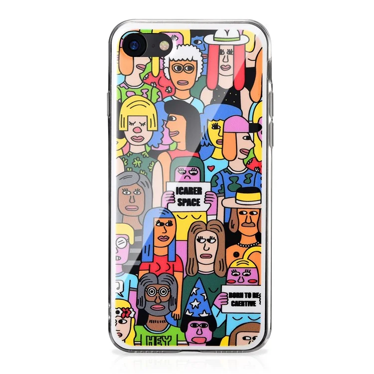 Rubberized IMD Patterned TPU Cell Phone Case for iPhone 8 / 7 4.7 inch - I Carer Space